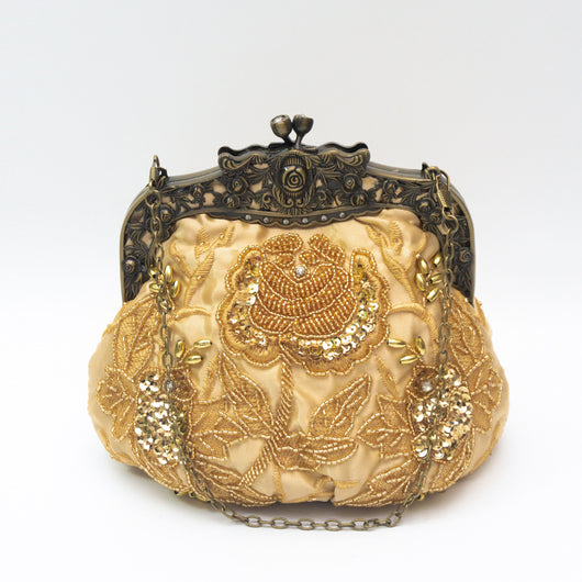 Bolso de Noche Vintage con Bordado de Rosas y Lentejuelas - Image 4