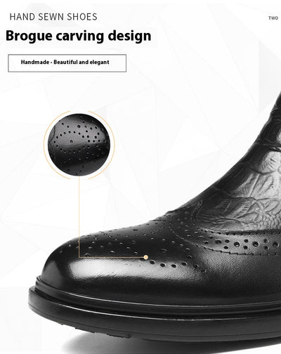 Botas Altas de Cuero con Aumento de Altura - Estilo Brogue Trendy Talla 46 - Image 9