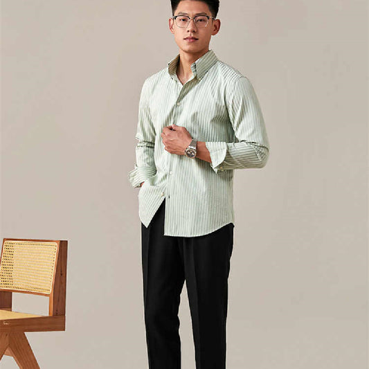 Camisa Casual de Manga Larga Point para Hombre - Tela Ligera Verano - Image 2