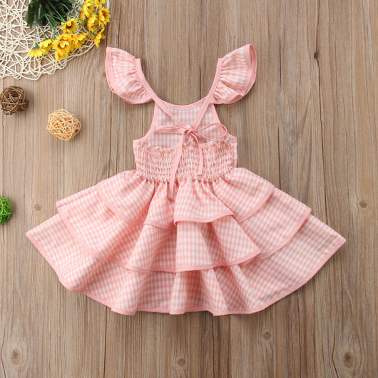 Vestido Infantil Cuadrille con Espalda Descubierta y Mangas Volantes - Image 3