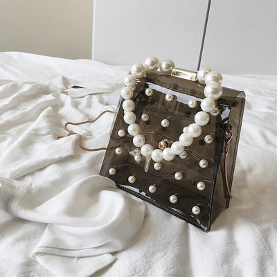 Bolso de hombro transparente con perlas para mujer - Image 5