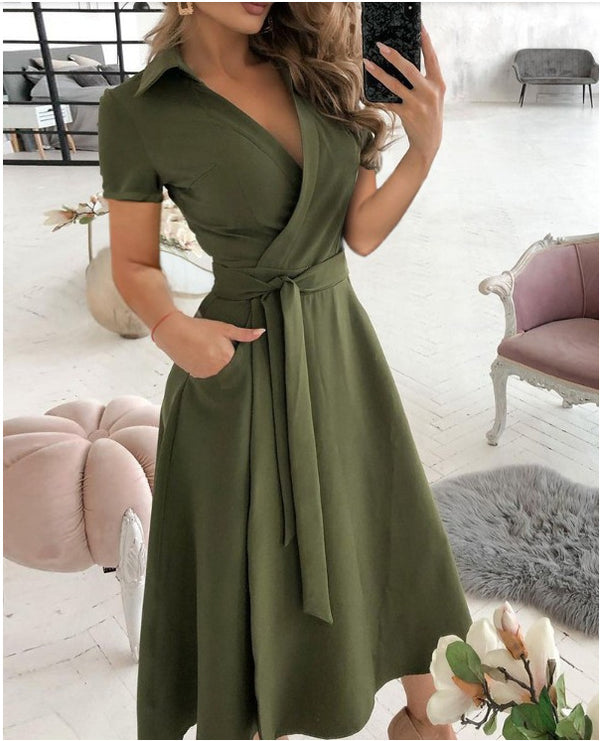 Vestido Largo Manga Larga Escote V Estampado para Mujer - Image 6