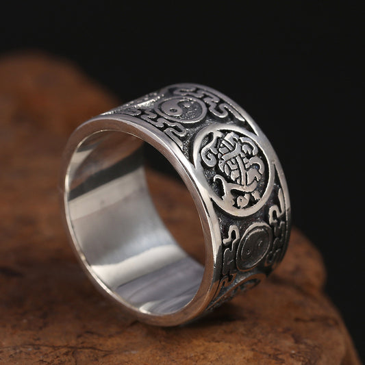 Anillo de Plata Tailandesa S990 Cuatro Bestias Mitológicas Xuanwu - Image 2