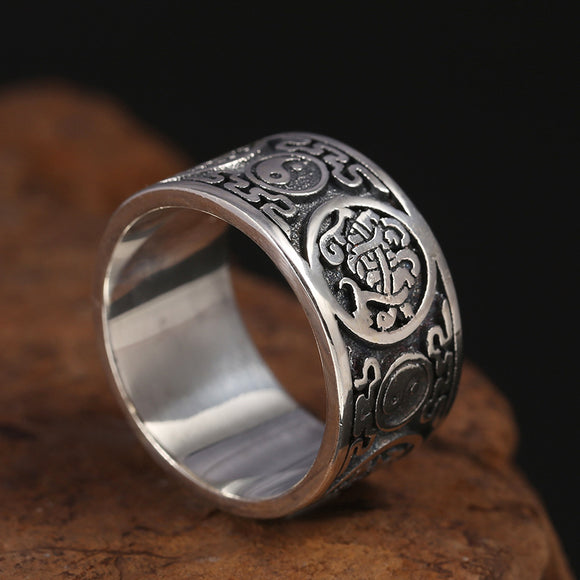 Anillo de Plata Tailandesa S990 Cuatro Bestias Mitológicas Xuanwu