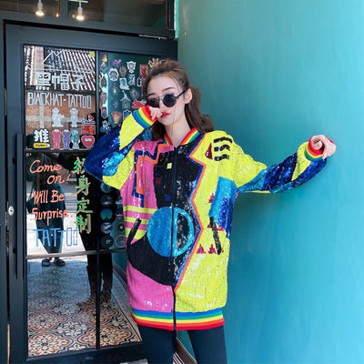 Chaqueta Geométrica con Lentejuelas para Mujer - Versátil y Elegante - Image 3