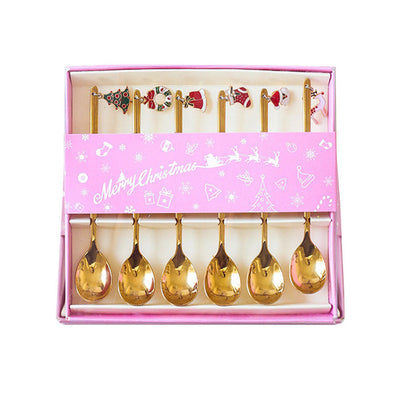 Cucharas Navideñas de Acero Inoxidable - Adornos y Revolvedor de Café para Mesa Festiva - Image 6