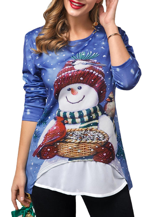 Playera Navideña para Mujer con Estampado de Muñeco de Nieve - Image 3