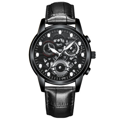 Reloj de Cuarzo Hueco para Hombre - Diseño Fashion Negro - Image 3