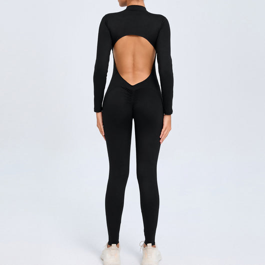 Enterizo Largo Backless con Cierre y Mangas Largas en Color Sólido - Image 6