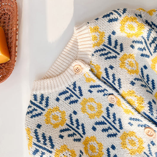 Cardigan Tejido Floral para Bebé - Romper Suéter Infantil - Image 13