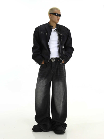 Pantalones Vaqueros Retro Lavados Hombre Rectos Casual Pierna Ancha - Image 5