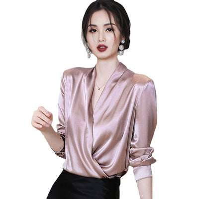 Blusa de Satén Escote V para Mujer - Prenda Premium de Alta Calidad - Image 5