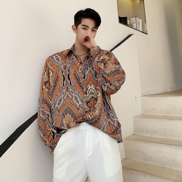 Camisa Casual Hombre Estampado Tótem Étnico