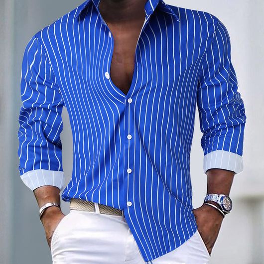 Cardigan Rayado Hombre Otoño Invierno - Camisa Manga Larga Estilo Europeo - Image 6