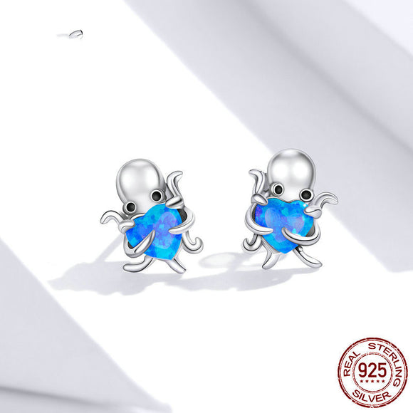 Aretes de Ópalo Pulpo Plateado - Joyería Elegante para Mujeres