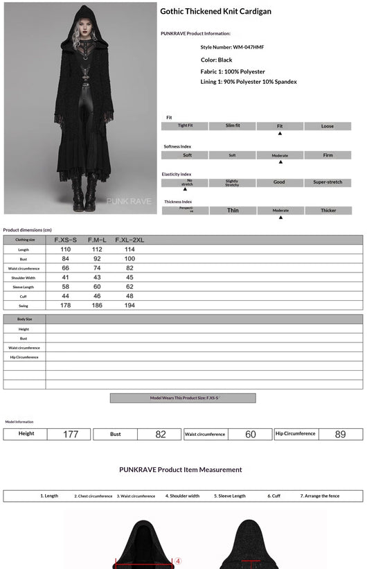 Cardigan Suéter Steampunk Ajustado con Capucha y Detalles de Encaje - Image 6