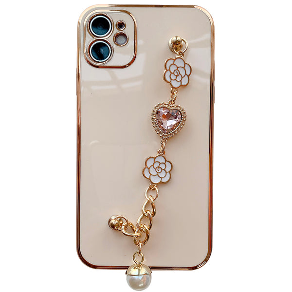 Funda de Teléfono Suave con Pulsera de Camellia Electrochapada - Image 2