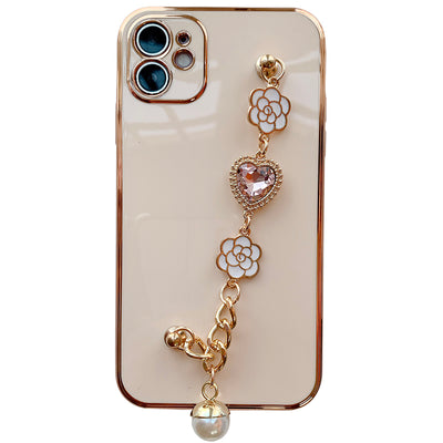 Funda de Teléfono Suave con Pulsera de Camellia Electrochapada - Image 2