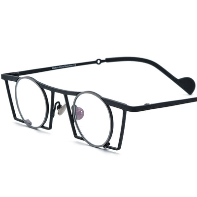 Gafas Retro Redondas de Titanio Puro con Combinación de Colores - Image 9