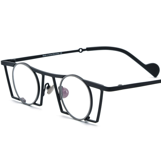 Gafas Retro Redondas de Titanio Puro con Combinación de Colores - Image 9