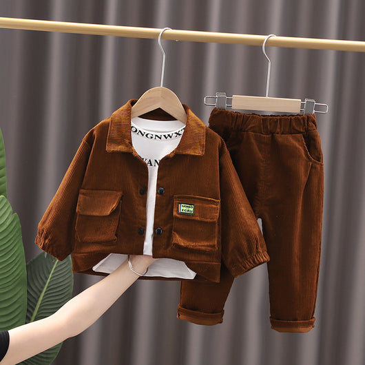 Traje de Tres Piezas en Pana para Niños - Colección Otoño - Image 4