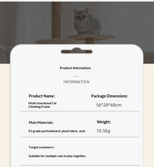 Combo de Árbol Rascador Grande con Cama para Gatos de Uso Doméstico - Image 16