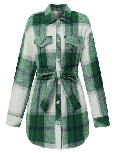 Abrigo de Cuadros Casual Entallado para Mujer - Image 9
