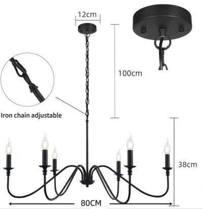 Lámpara de Araña Minimalista de Hierro Forjado Lujo Americano - Image 12