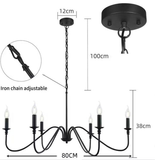 Lámpara de Araña Minimalista de Hierro Forjado Lujo Americano - Image 12