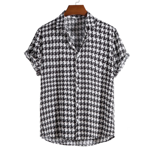 Camisa Estampada de Algodón Manga Corta