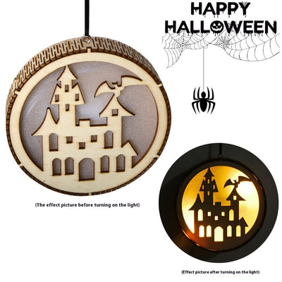Colgante LED de Madera para Halloween - Decoración Calada a Láser - Image 20