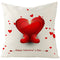Funda de Almohada de Lino Rojo Corazón para San Valentín