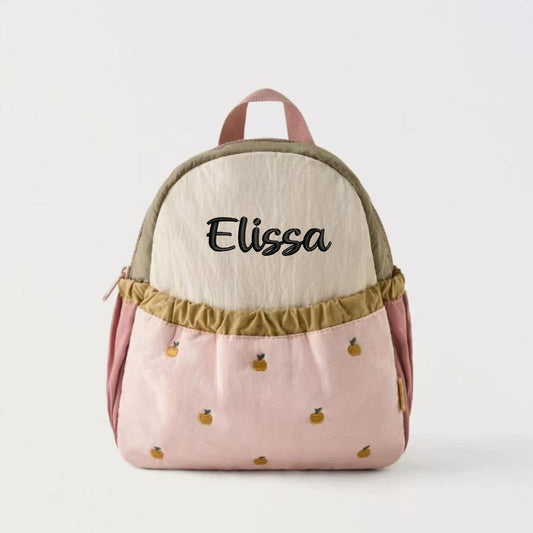 Mochila Escolar Infantil con Bordado de Manzana Cute Spliced Mini