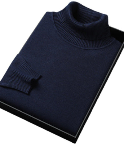 Suéter Cuello Alto Slim Fit para Hombre - Pullover Básico de Color Sólido - Image 23