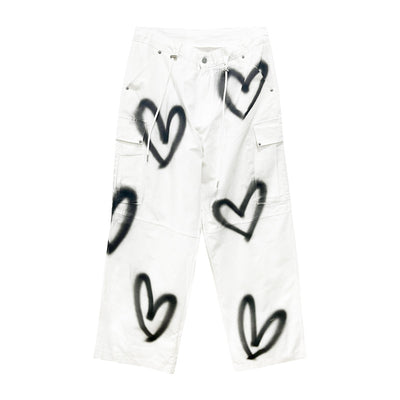 Pantalones Anchos con Cordones y Corazón Graffiti - Estilo Urbano Cool - Image 2