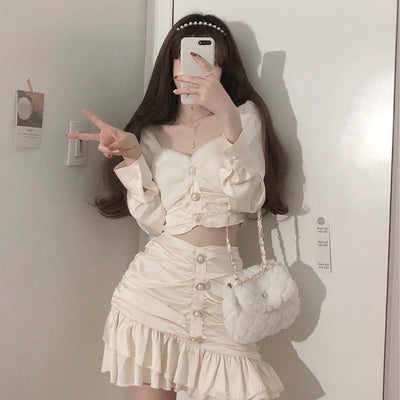 Blusa Corta Manga Larga Estilo Western para Mujer