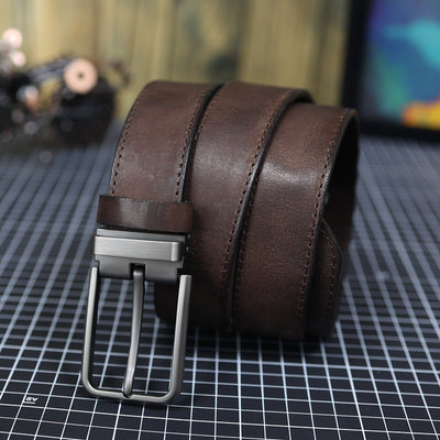 Cinturón de Cuero Genuino Vintage para Hombre con Hebilla de Pasador - Image 9