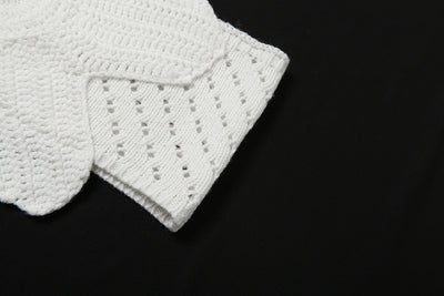 Camiseta Tejida con Escote Halter y Detalles Recortados en Encaje - Image 8