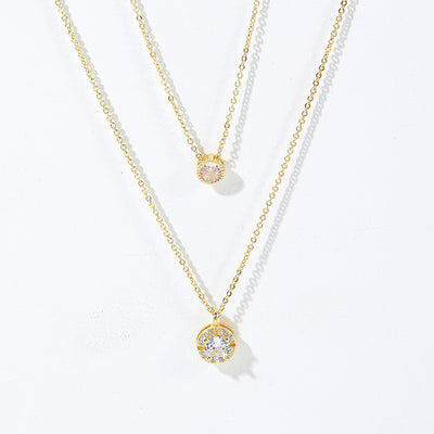Collar Colgante de Circón Brillante Tridimensional, Cadena de Dos Capas para Mujer - Image 12