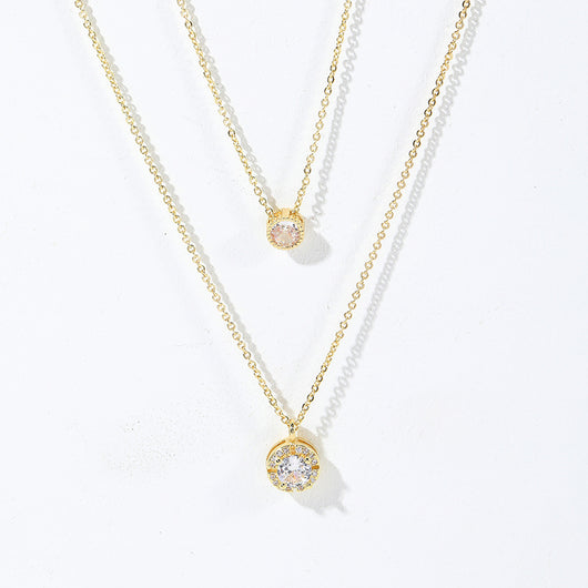 Collar Colgante de Circón Brillante Tridimensional, Cadena de Dos Capas para Mujer - Image 12