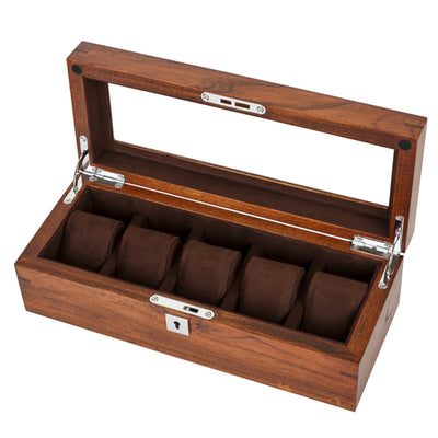 Caja Exhibidora de Relojes Mecánicos en Madera Sólida - 5 Compartimentos - Image 2