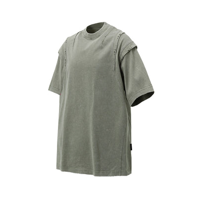 Camiseta Oversized Efecto Gastado con Costuras de Diseño - Image 3