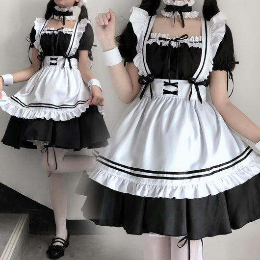 Traje Blanco y Negro para Mujer Talla Grande Loli Lolita - Image 6