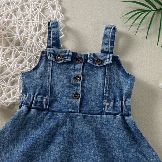 Vestido Denim con Tirantes para Niña - Diseño Clásico y Versátil - Image 4