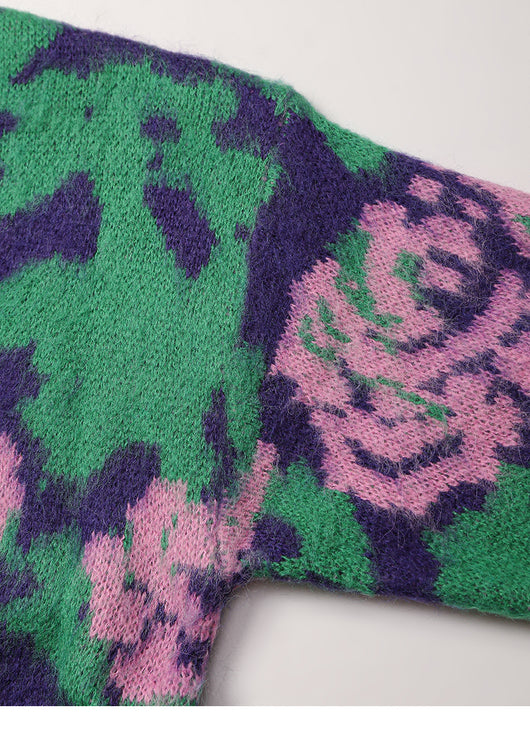 Suéter Pullover para Mujer con Cuello Redondo y Jacquard Floral Bicolor - Image 15