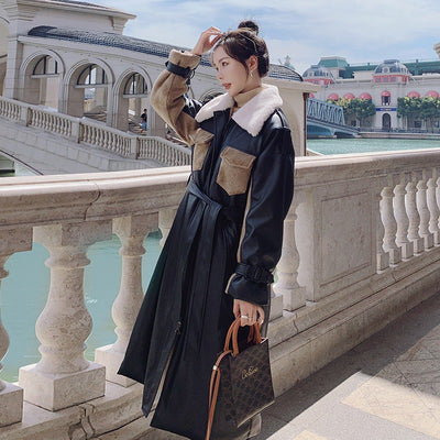 Abrigo de Cuero Negro Acolchado para Mujer - Largo Invierno - Image 10