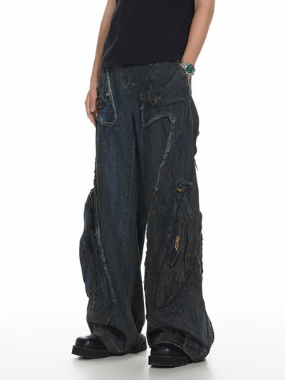 Pantalones Vaqueros Oversized Estilo Urbano Americano Corte Pesado - Image 19