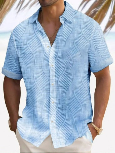 Camisa de Rayas para Hombre - Manga Corta Estilo Playa - Image 26