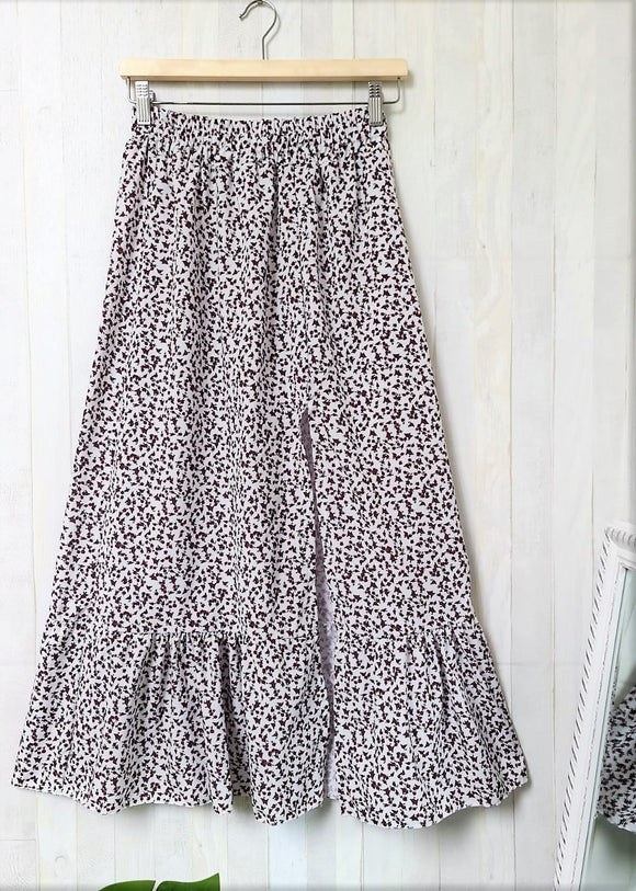 Vestido Maxi Floral con Cintura Elástica y Volantes Patchwork