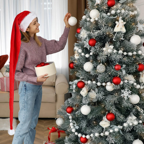 Gorro Navideño Extralargas Papá Noel Felpa Blanca para Disfraz y Decoración